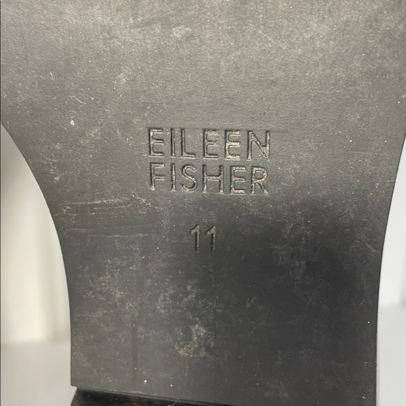 Eileen Fisher Chelsea Wedge Washed Leather Bootie Sz 11 Black Wool Elastic Side - Picture 13 of 13